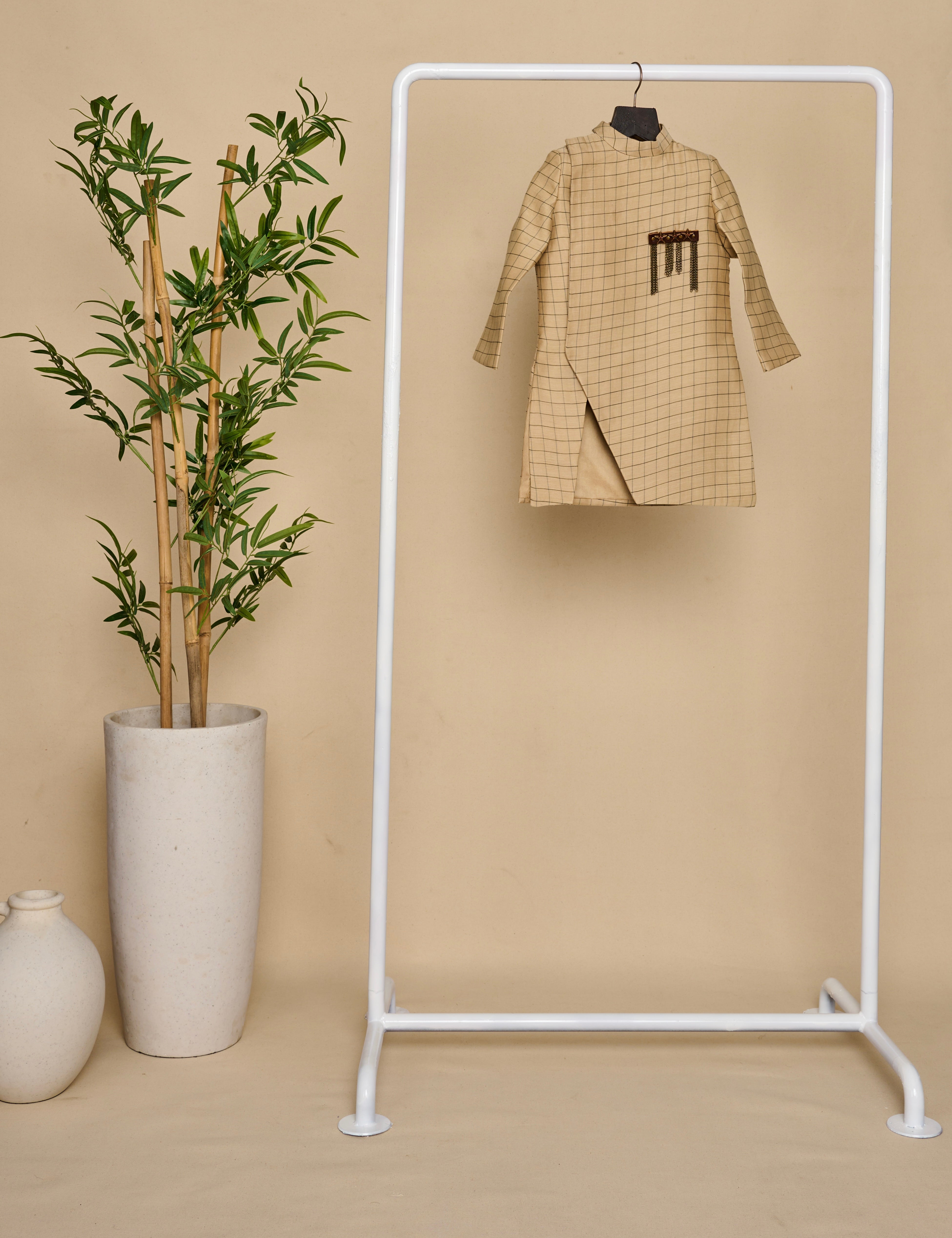 Tan-Beige Slit Achkan Set