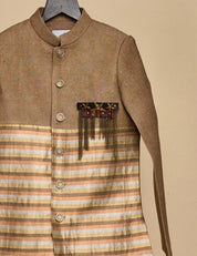 Peanut Brown-Copper Tassar Achkan Set