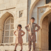 Beige Organza Kurta Jacket Set