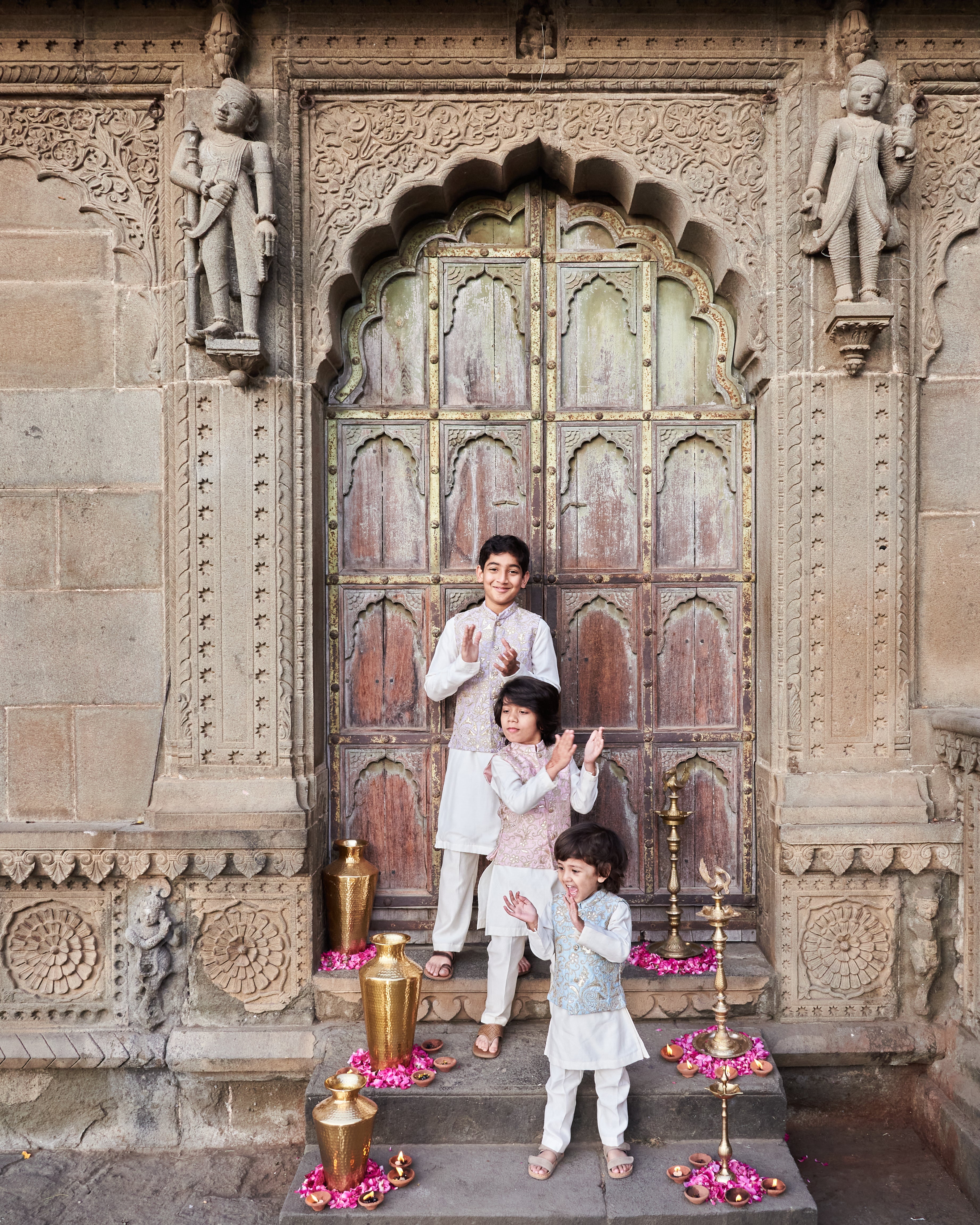 Baby Pink Raw Silk Kurta Jacket Set