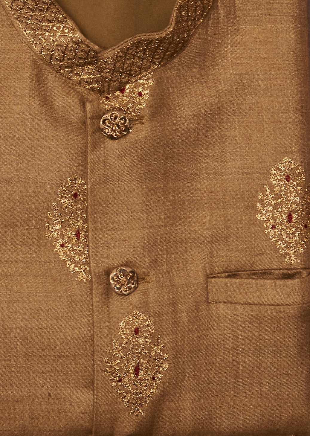 Beige Moonga Kurta Jacket Set