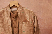 Olive Green Banarasi Achkan Set