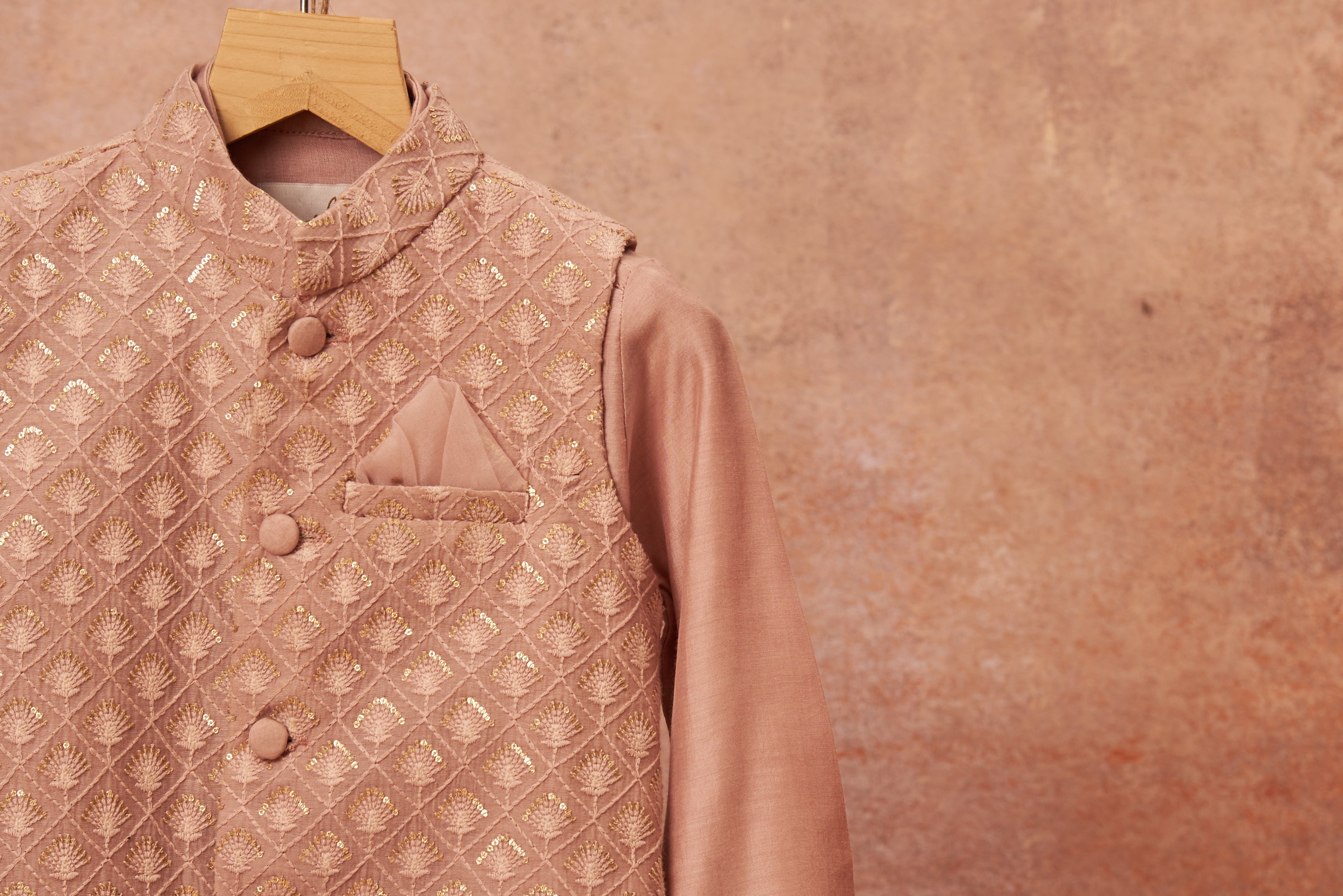 Baby Pink Maheshwari Kurta Dhoti Set