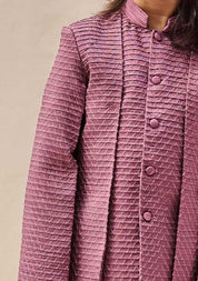 Wine Colour Layered Achkan Set