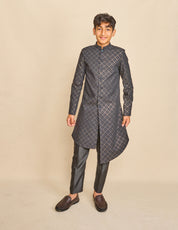 Pitch Black Mukaish Achkan Set