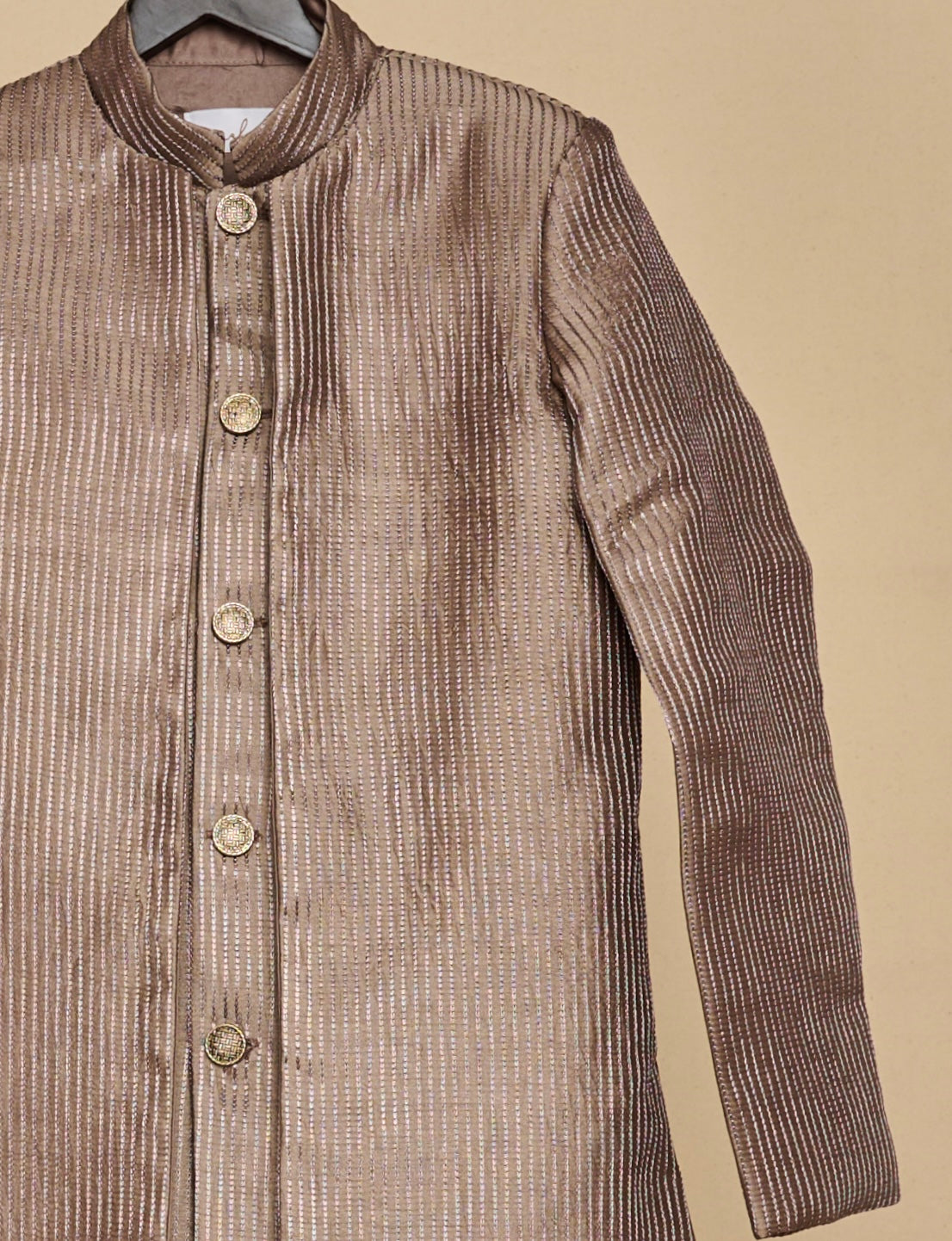 Brownish Grey Layered Achkan Set
