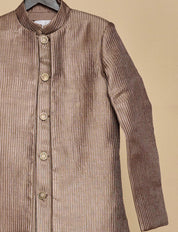 Brownish Grey Layered Achkan Set