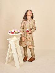 Olive Green Multicolour Embridered Achkan Set