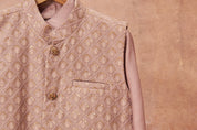 Lavender Maheshwari Kurta Dhoti Set
