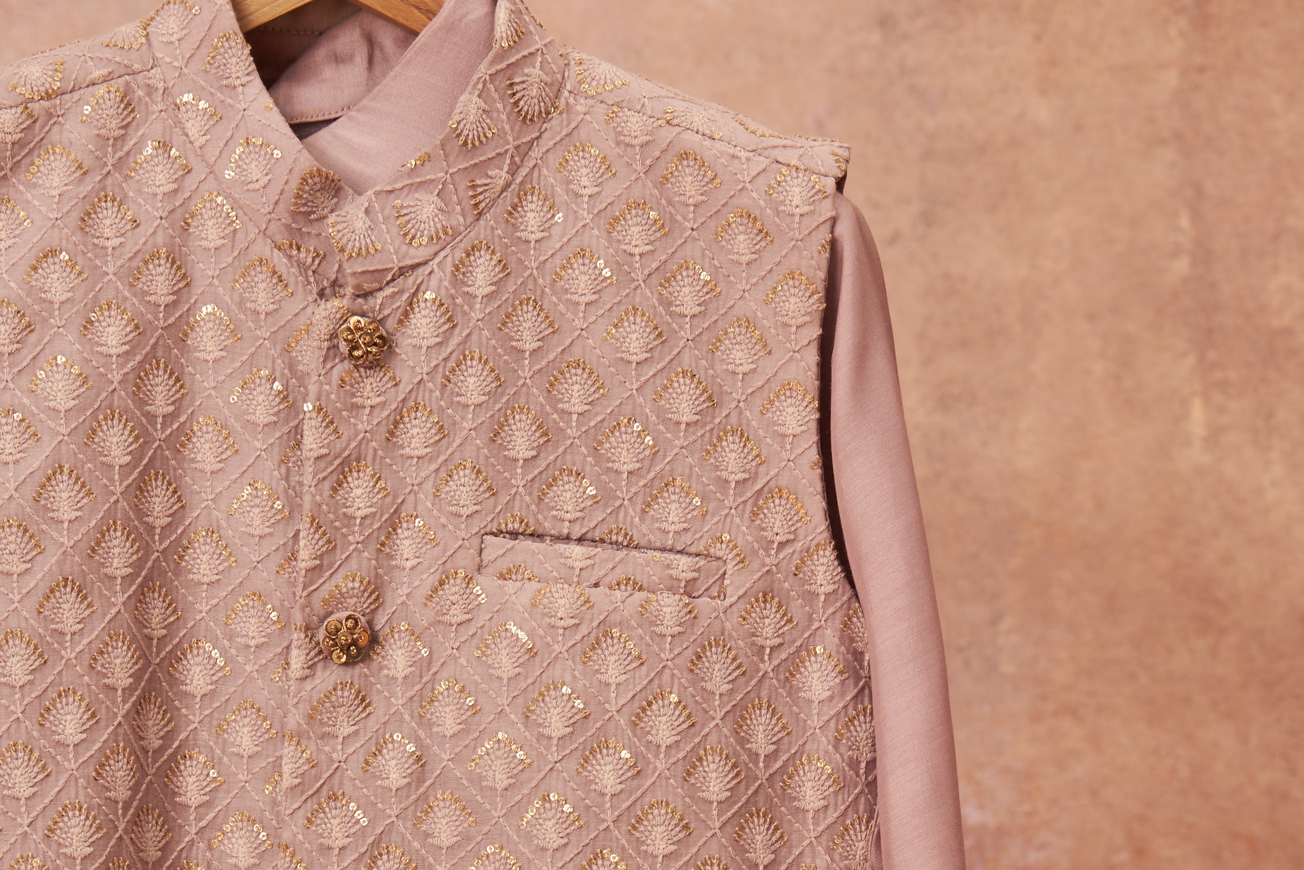 Lavender Maheshwari Kurta Dhoti Set