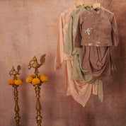 Light Brown Drape Kurta Jacket Set