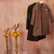 Black Suede Achkan Set