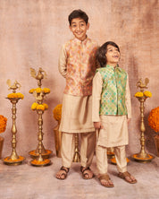 Pink Zari Kurta Jacket Set