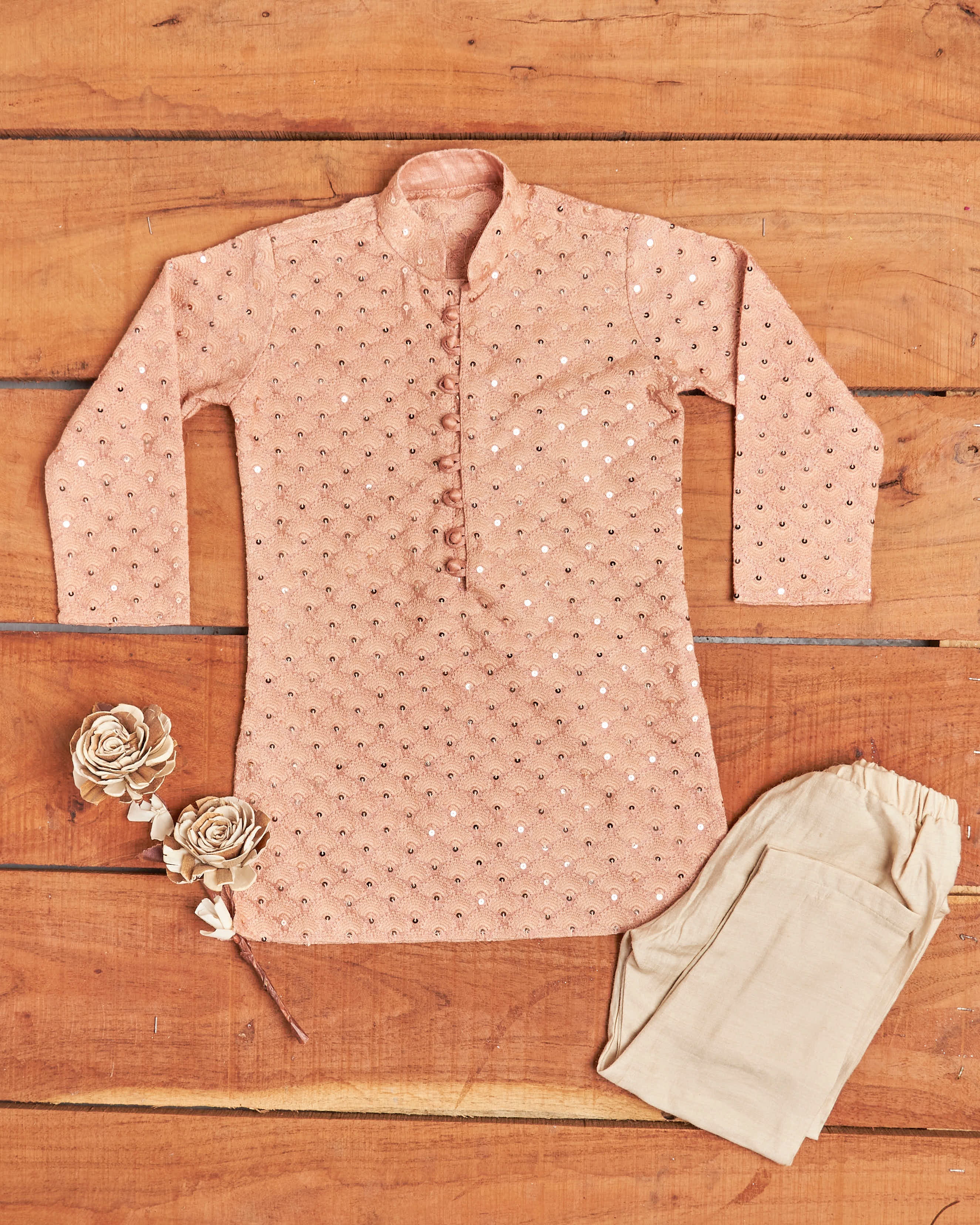 Blush Pink Sequins Kurta Set