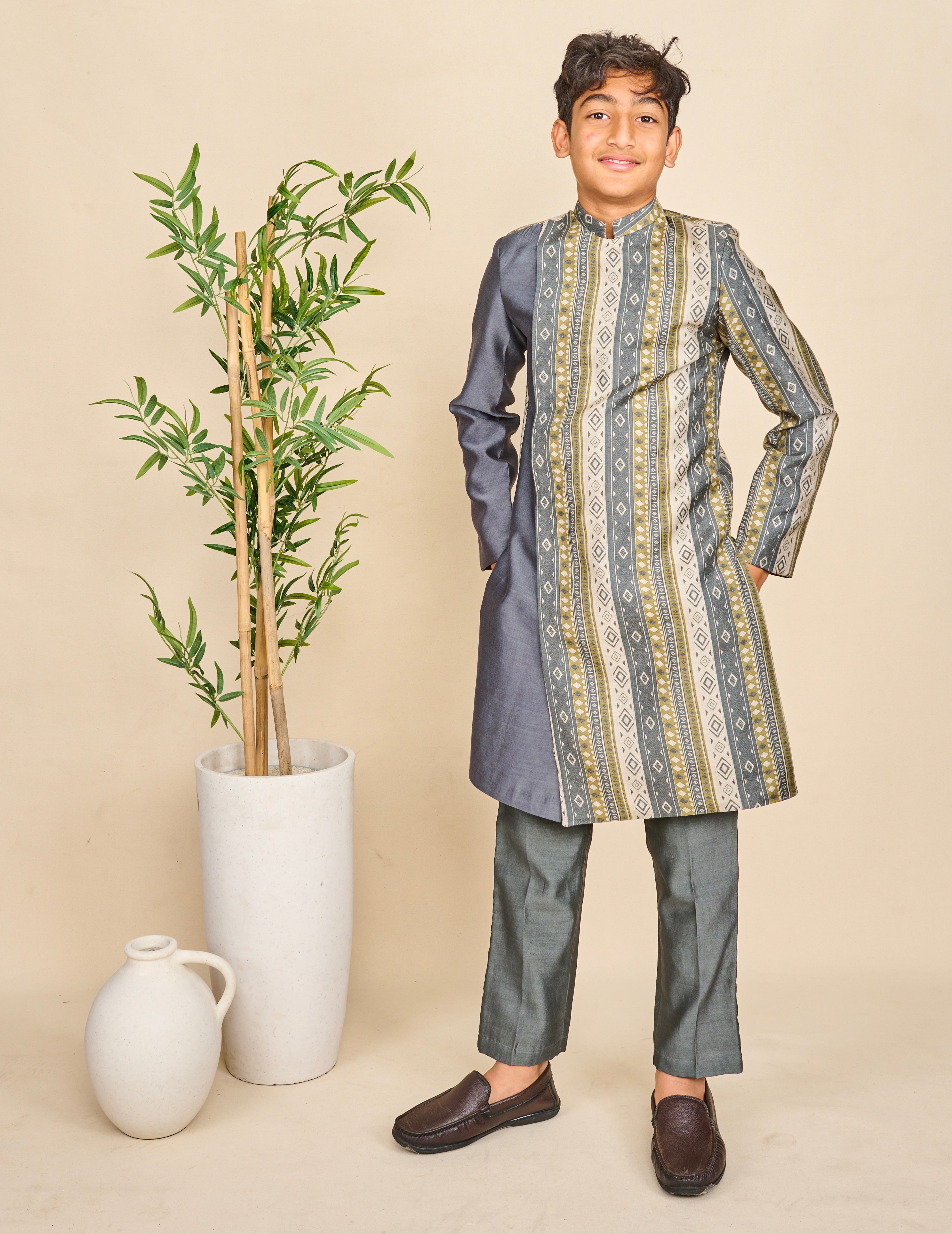 Dark Slate Grey Achkan Set