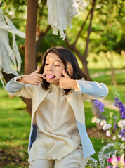 Ivory-Blue Bandhgala Set