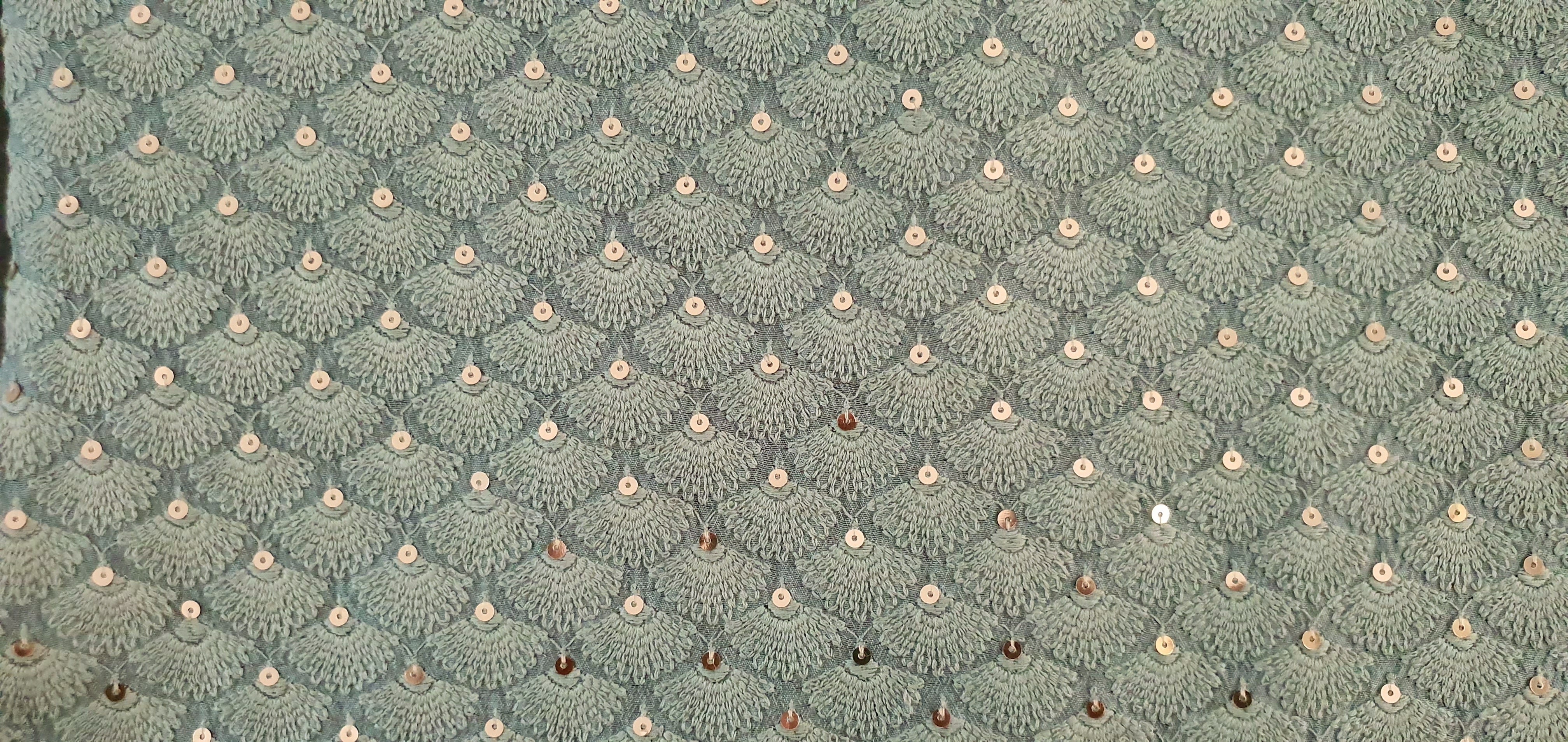 Teal Green Sequins Achkan Set