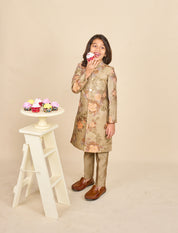 Olive Green Multicolour Embridered Achkan Set