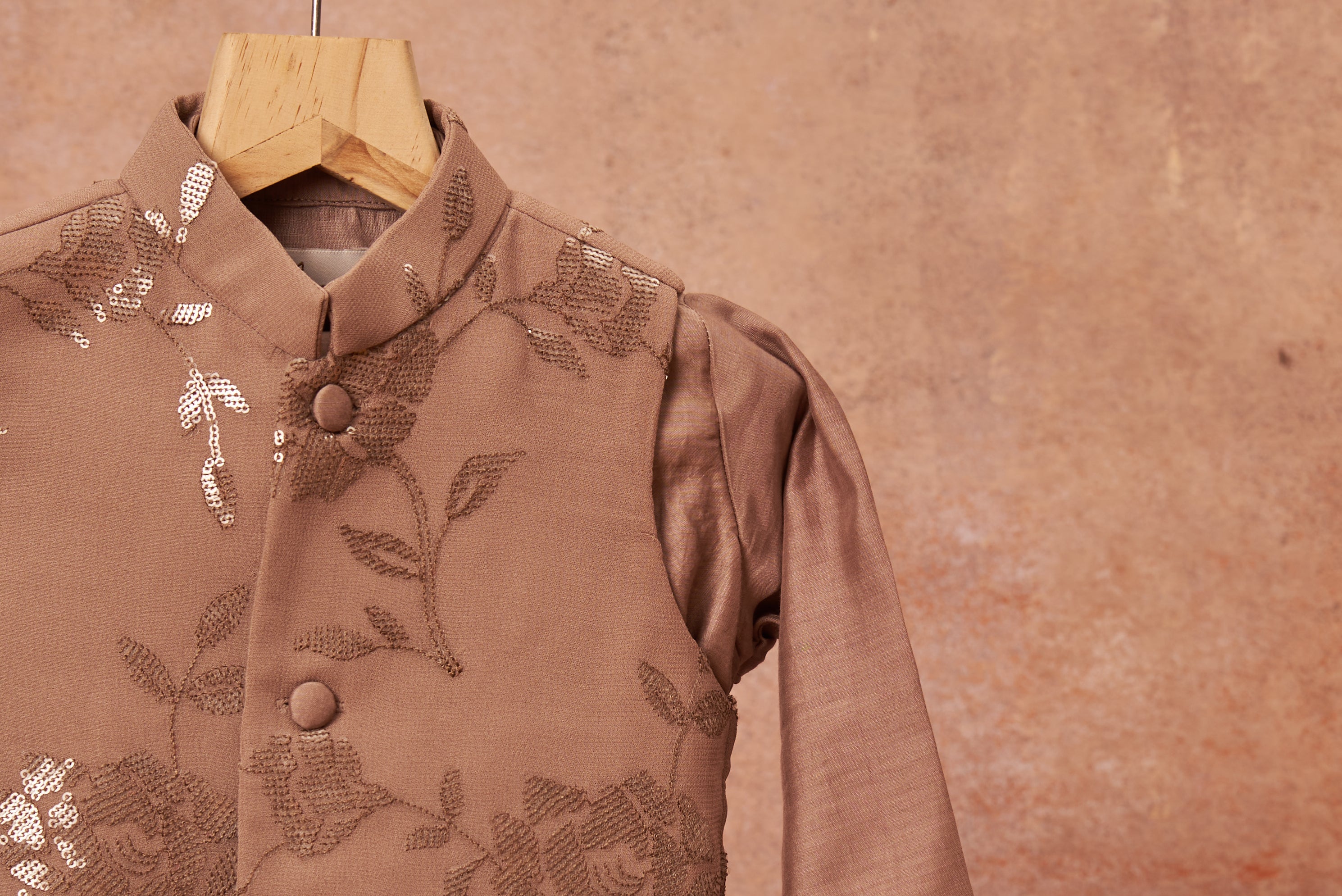 Light Brown Drape Kurta Jacket Set