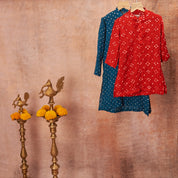 Red Bandhani Kurta Dhoti Set