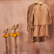 Beige Organza Kurta Jacket Set
