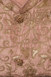Baby Pink Raw Silk Kurta Jacket Set