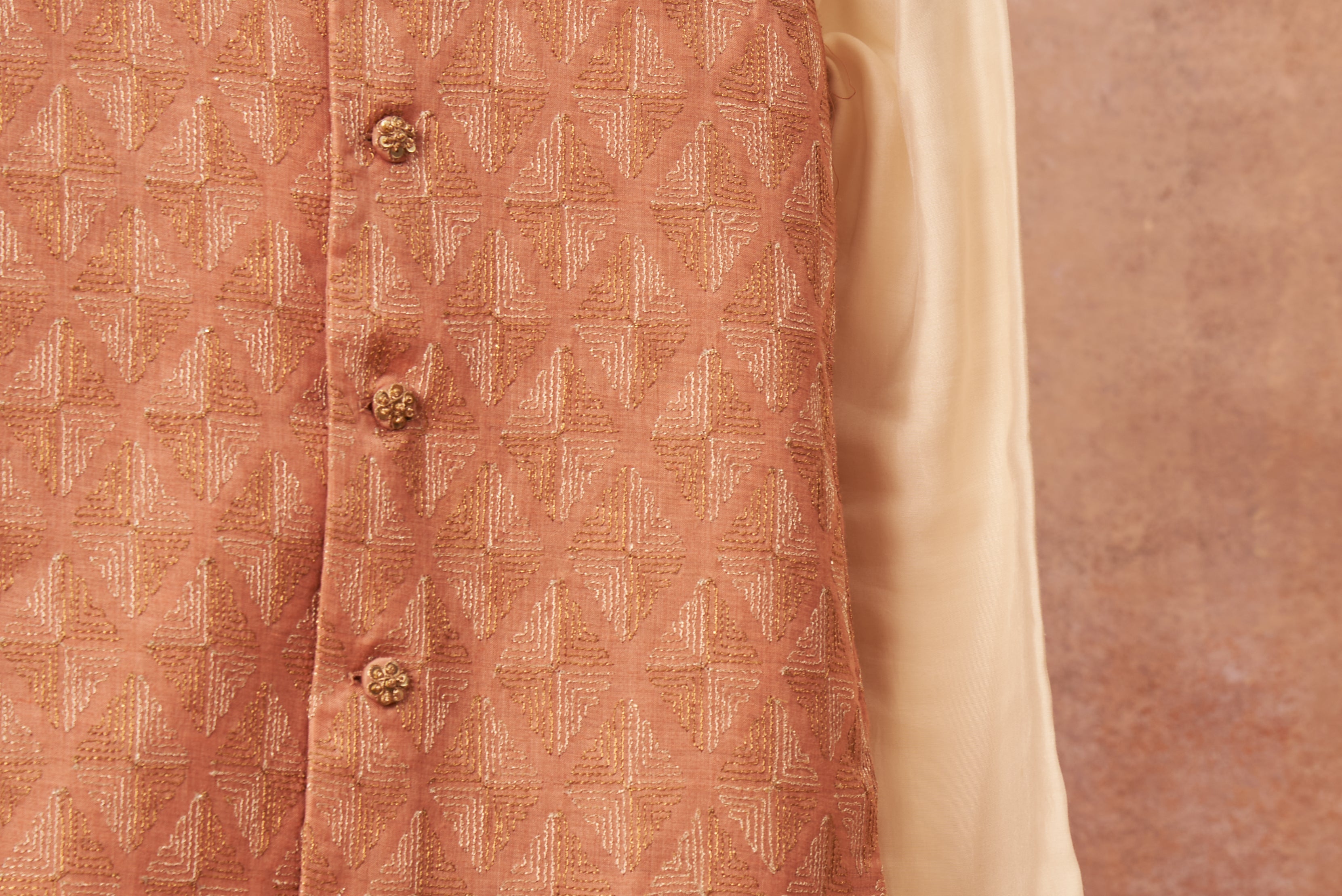 Pink Moonga Zari Kurta Dhoti Set