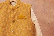 Yellow Moonga Zari Kurta Dhoti Set