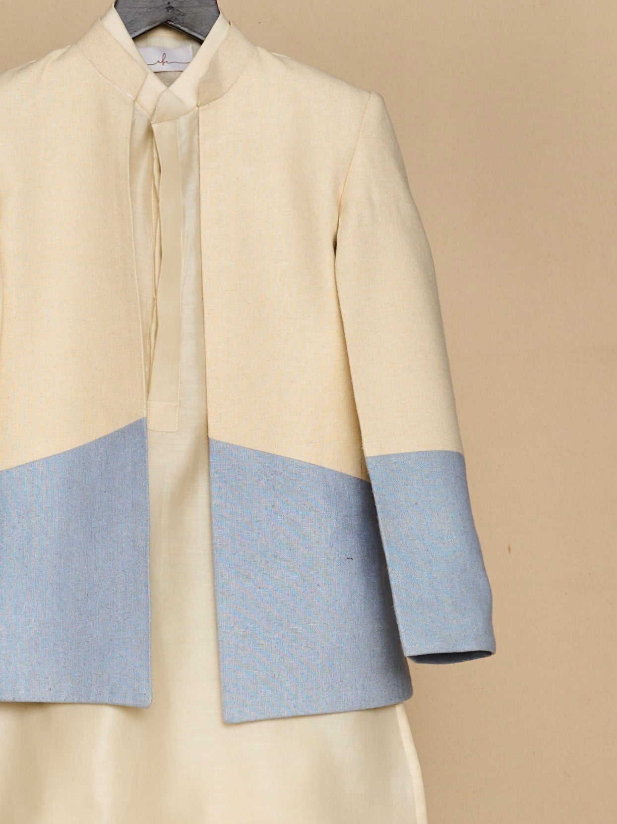 Ivory-Blue Bandhgala Set