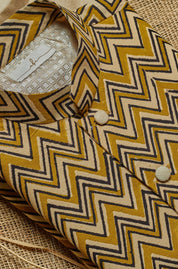 Yellow Printed Kurta Jacket Set