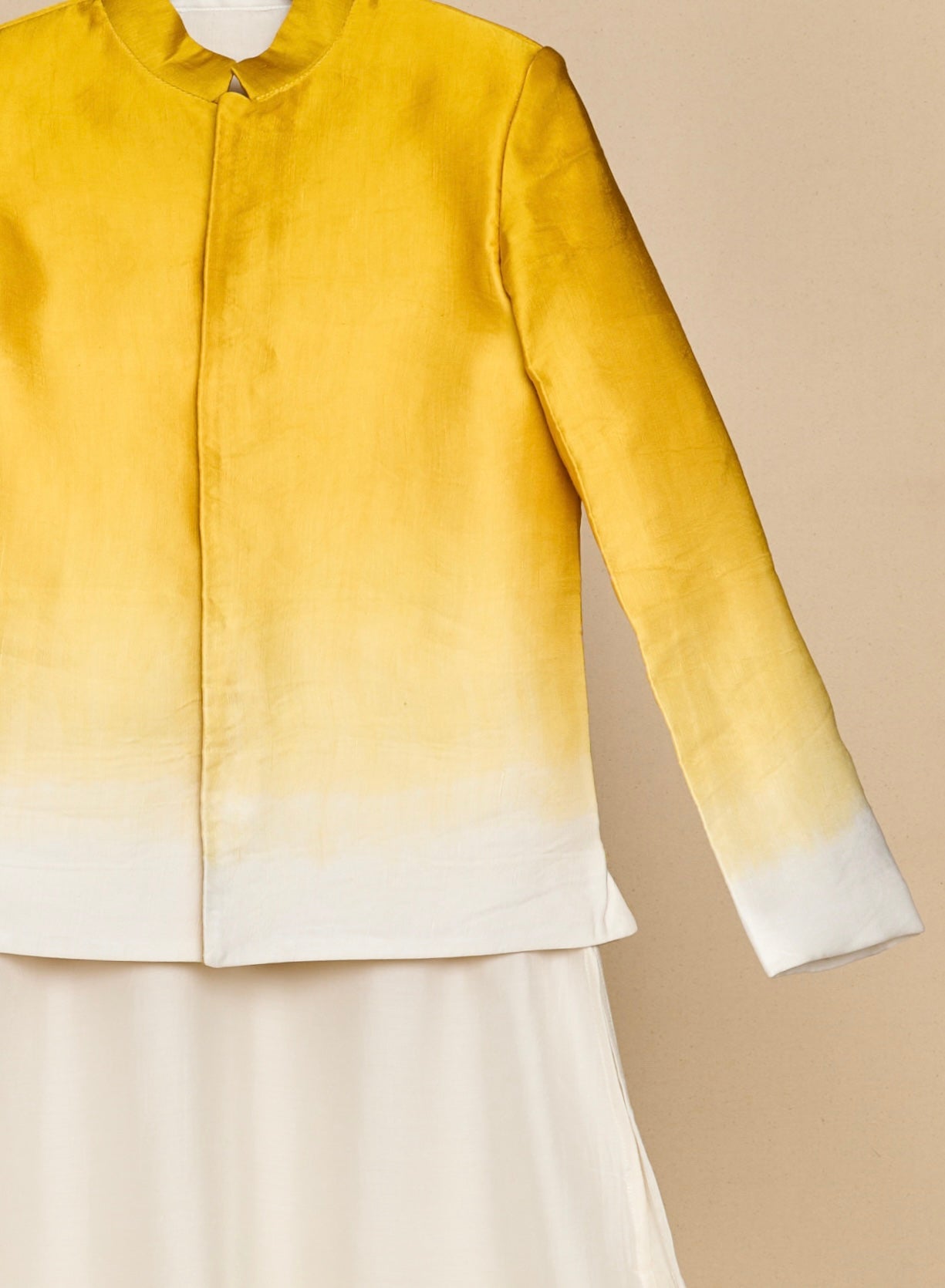 Macaroon Yellow Ombré Bandhgala Set