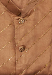 Beige Organza Kurta Jacket Set