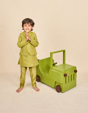 Pear Green Linen Kurta Jacket Set