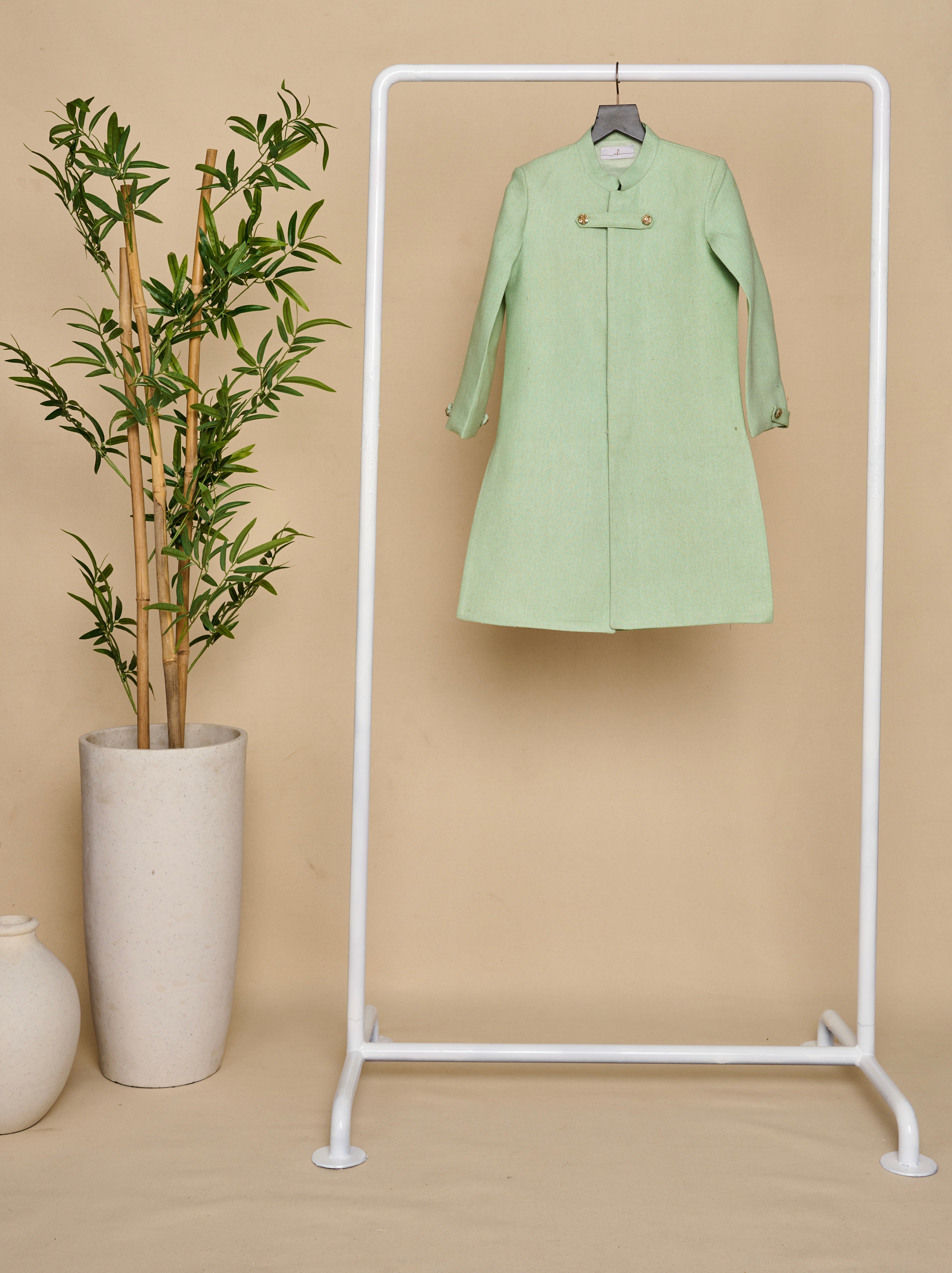 Mint Green Cotton Matka Achkan Set
