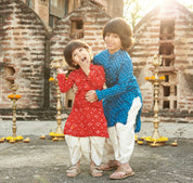 Blue Bandhani Kurta Dhoti Set