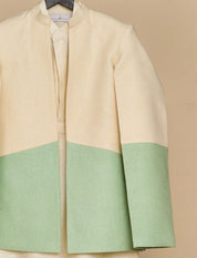 Ivory-Green Bandhgala Set