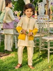 Ivory-Yellow Bandhgala Set
