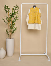 Butter Yellow Zari Kurta Jacket Set
