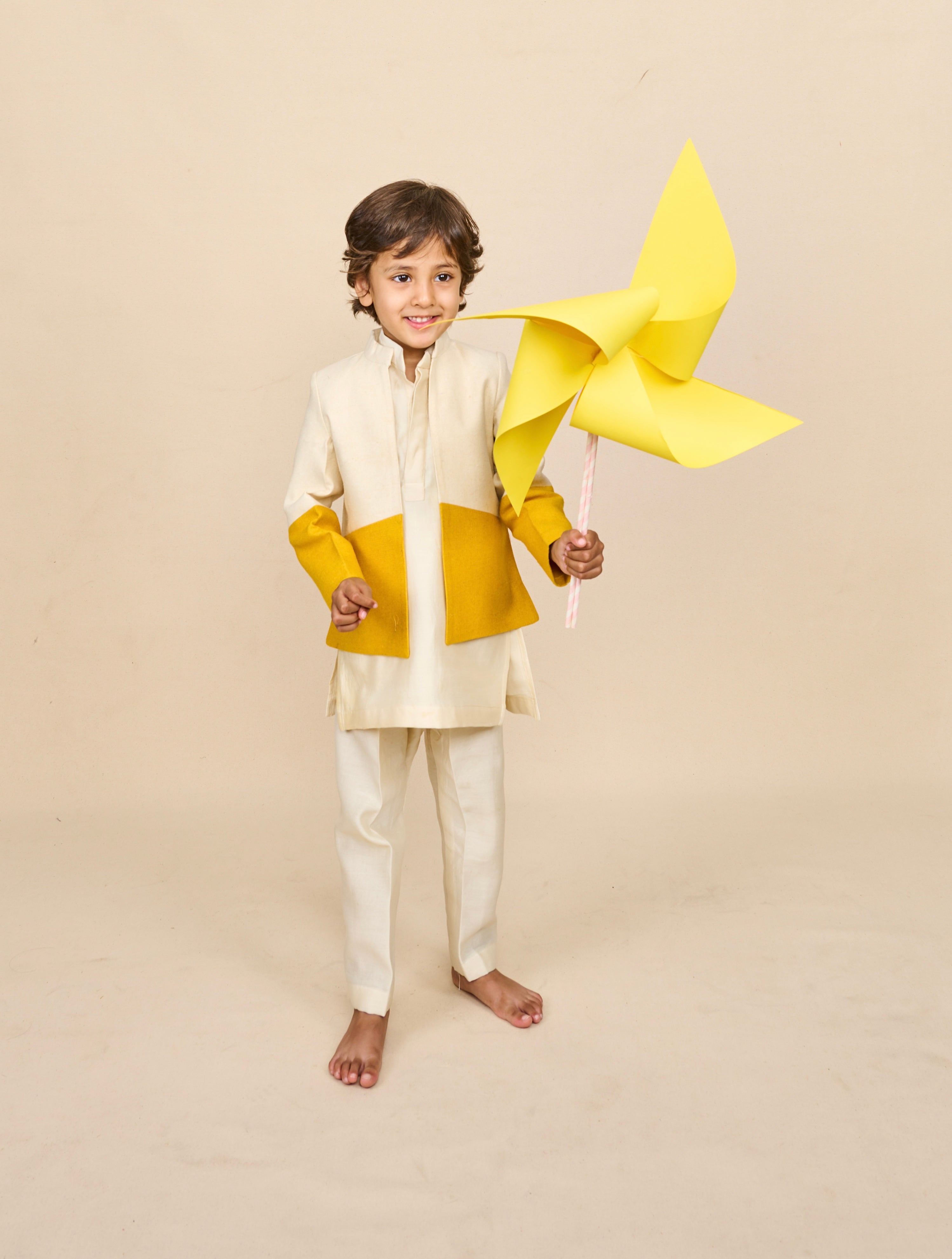 Ivory-Yellow Bandhgala Set