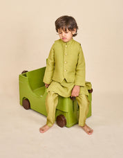 Pear Green Linen Kurta Jacket Set