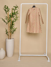 Ivory Jaipuri Print Highlighted Achkan Set