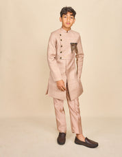 Nude Colour Layered Achkan Set