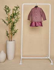 Wine Zari Bandhgala Set
