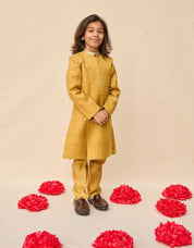 Marigold Yellow Double Matka Achkan Set