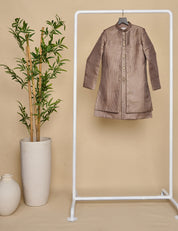Brownish Grey Layered Achkan Set
