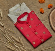 Magenta Pink Brocade Kurta Jacket Set