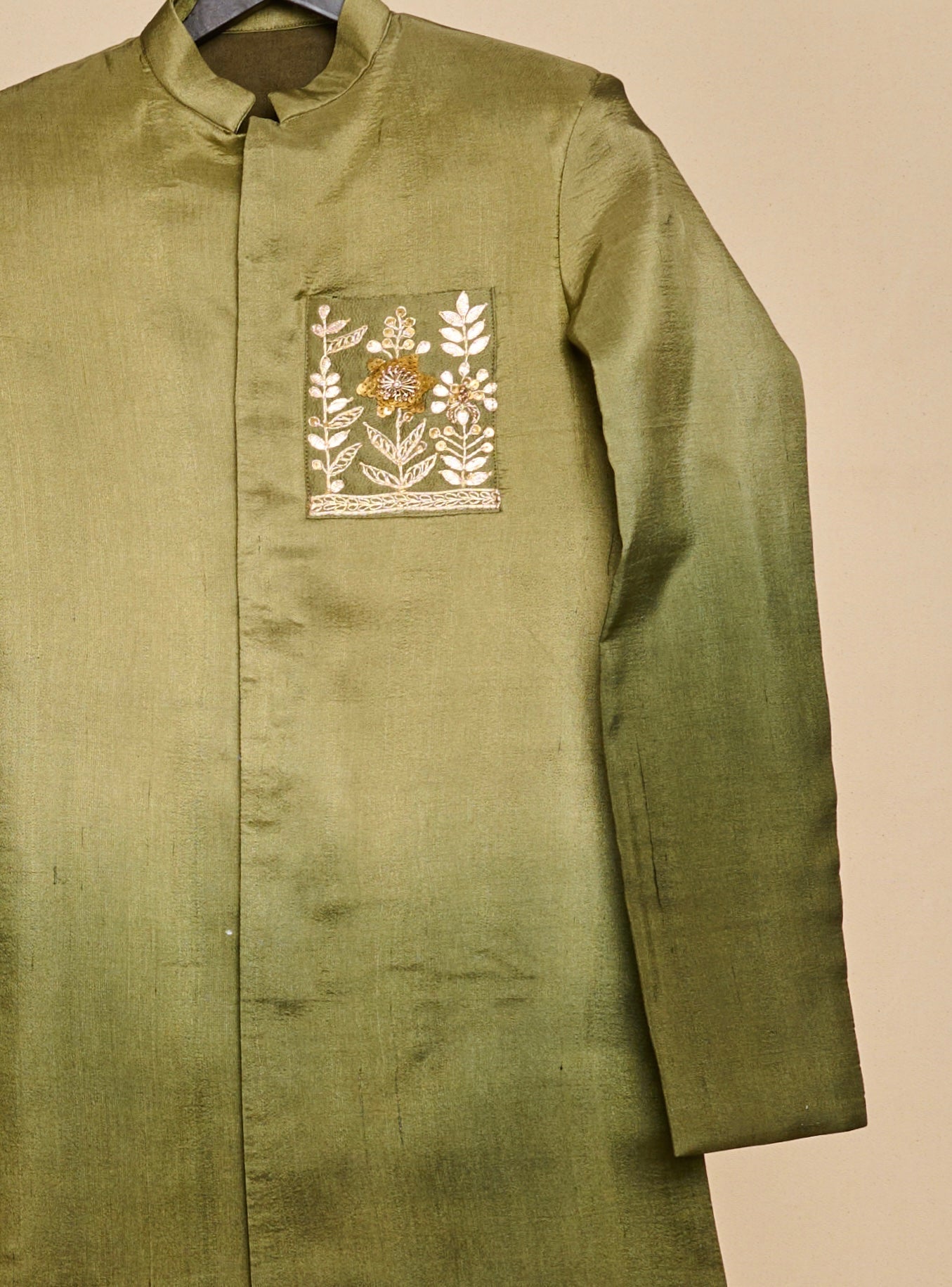 Olive Green Ombré Achkan Set