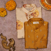Yellow Floral Organza Kurta Jacket Set
