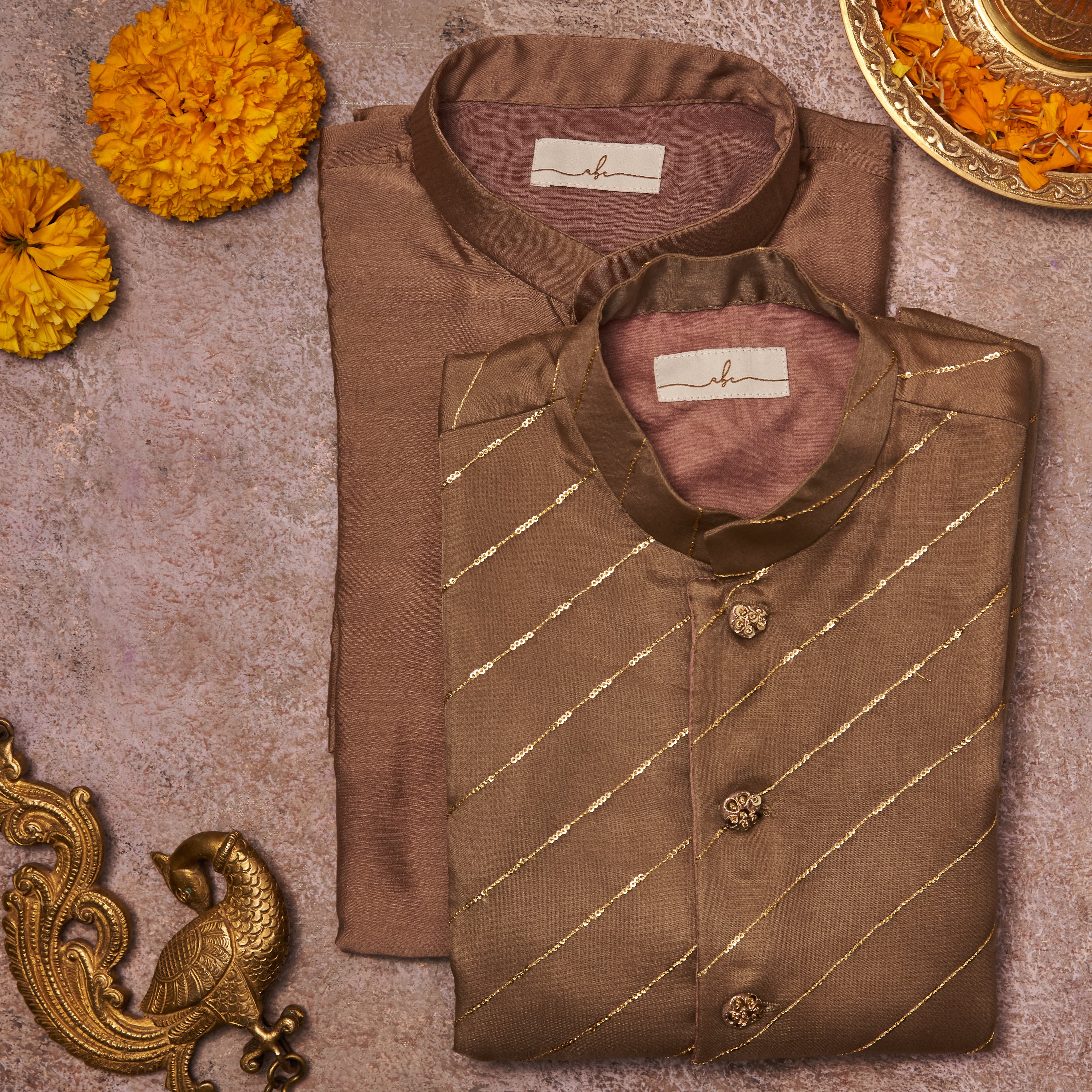 Grey Organza Kurta Jacket Set