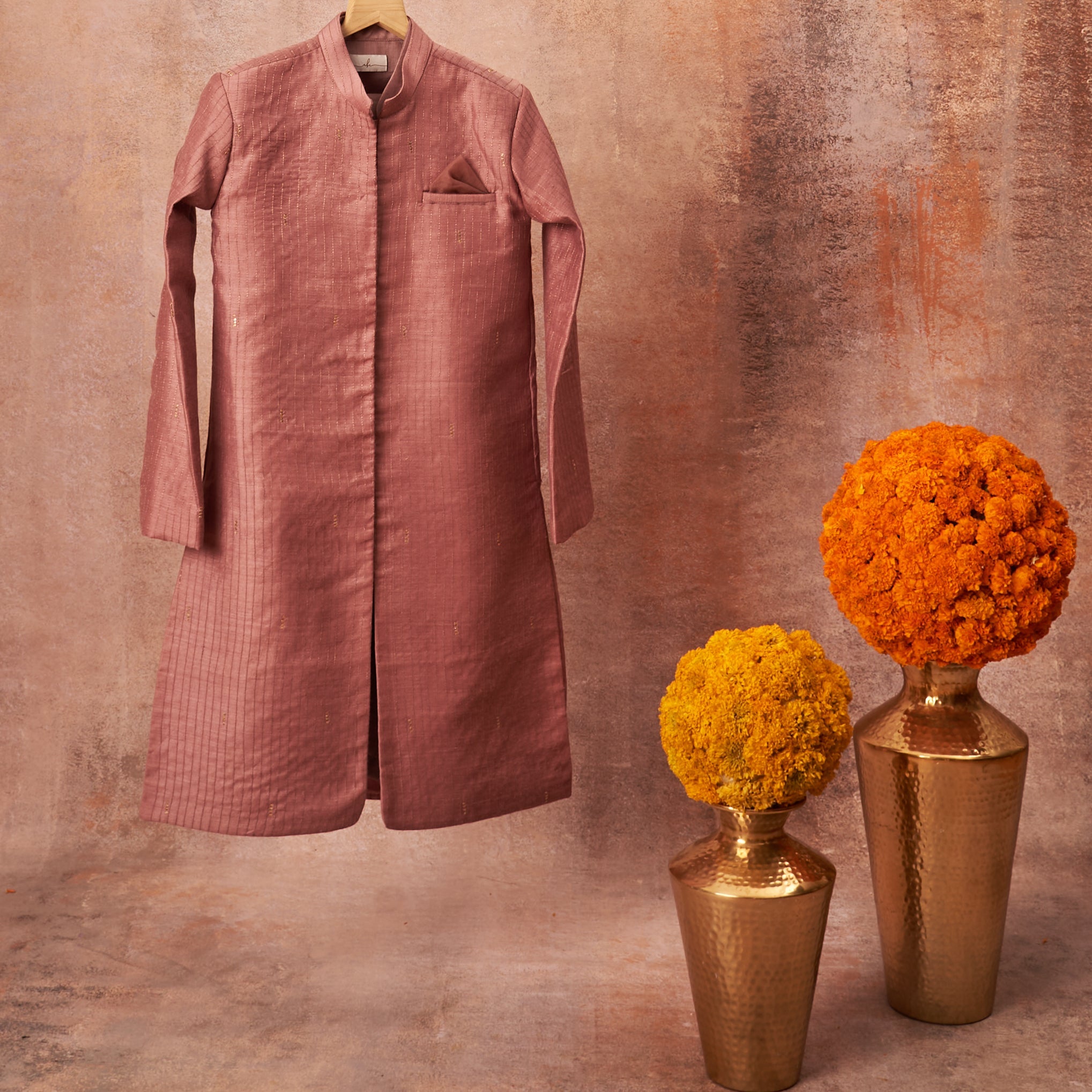 Mauve Handloom Achkan Set